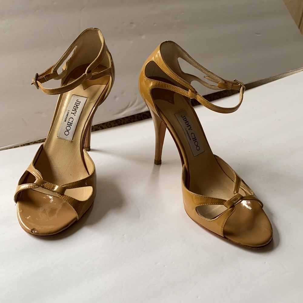 Jimmy Choo | Flawed Nude Patent Sandal Ankle Strap